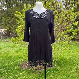 Black Crochet Detail Tunic